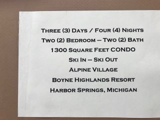 Details of Boyne Highlands Condo Vacation package